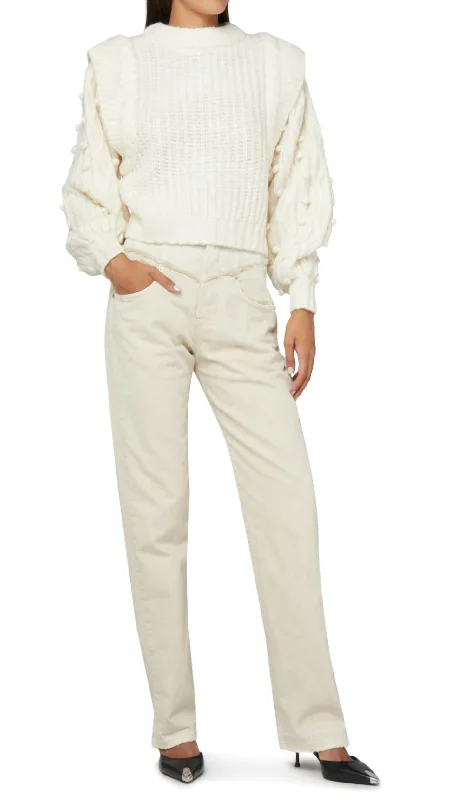 Practical Streetwear Comfy Styling Braided Pullover Sweater In Off-White