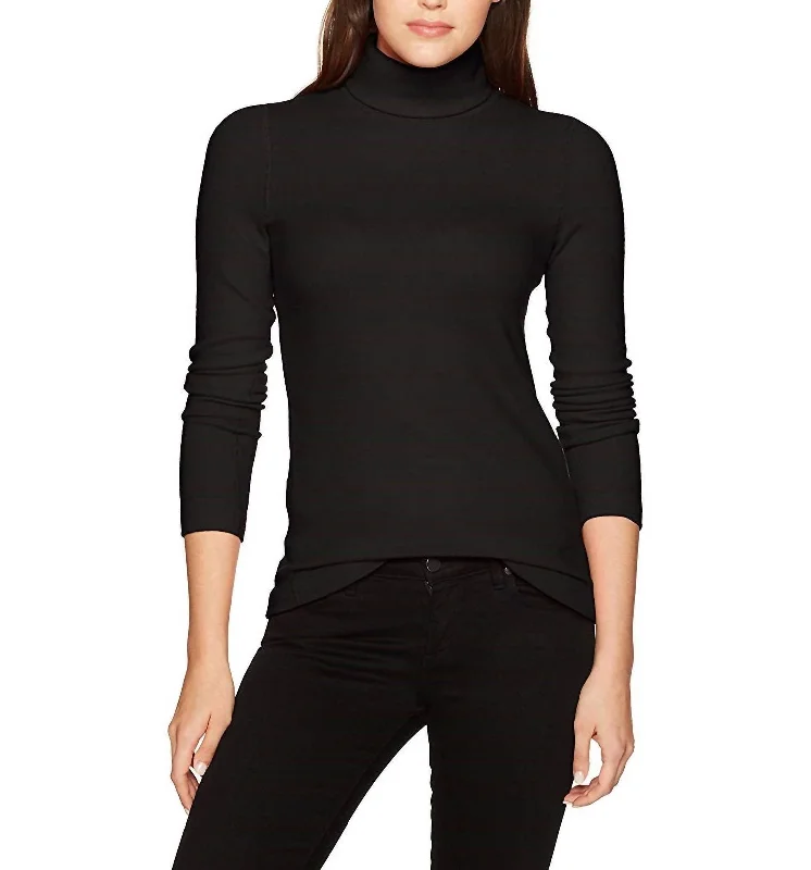 Casual Trend Pieces Day-to-day Fashion Brushed Turtleneck Sweater In Black