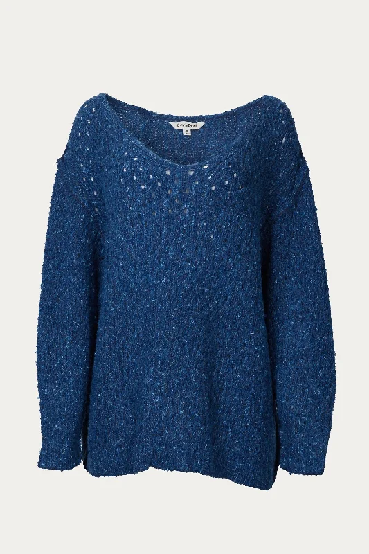 Comfy Clothing Choices Everyday Styles Open-Knit V-Neck Jumper In Teal