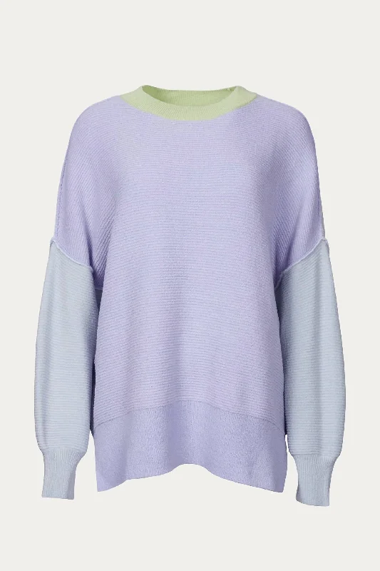 Effortless Chic Looks Versatile Chic Oversized Ottoman Colorblock Sweater In Lavender Effortless Chic Looks Versatile Chic Oversized Ottoman Colorblock Sweater In Lavender