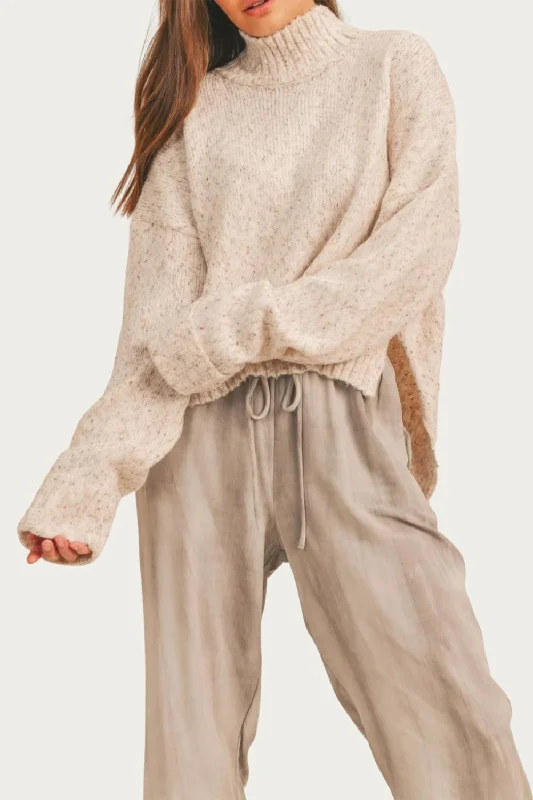 Relaxed Wardrobe Styles Simple Comforts Oversized Ribbed Turtleneck Sweater In Oatmeal Relaxed Wardrobe Styles Simple Comforts Oversized Ribbed Turtleneck Sweater In Oatmeal