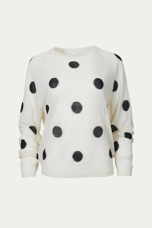 Cozy Fit Outfits Comfort-driven Style Polka-Dot Intarsia Knit Top In Off White/black