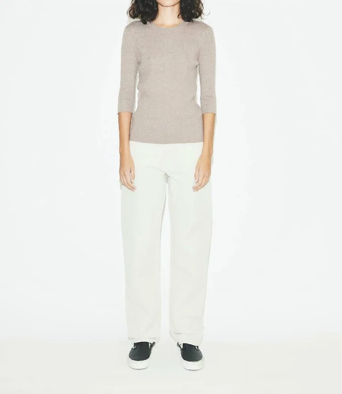 Comfort Wear Styles Casual Looks Poor Boy Rib Top In Heather Taupe