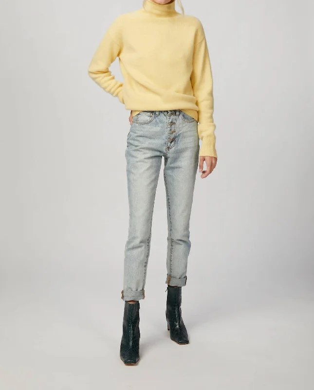 Fashionable Street Comfort Budgeted Fashion Pure Cashmere Sweater In Margarine