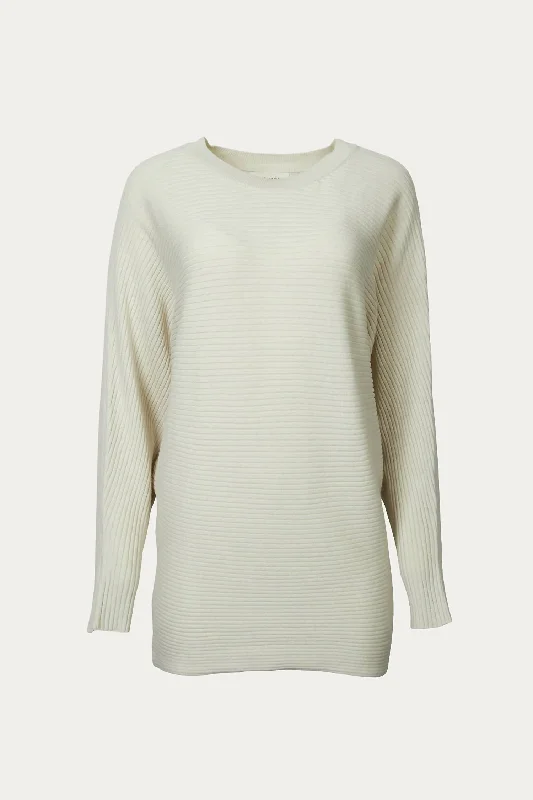 Soft Comfortwear Relaxed Fits Ribbed Cotton-Blend Oversized Sweater In Pale Beige