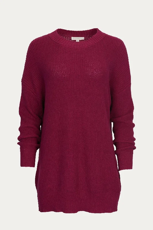 Cozy Fashion Trends Soft Apparel Ribbed-Knit Cotton Sweater In Plum