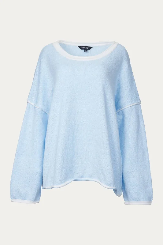 Chic Comfort Pieces Effortless Comfort Ribbed-Knit Crewneck Sweater In Light Blue