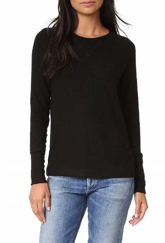 Warm Comfortable Pieces Trendy Vibes Shala Brushed Sweater In Black