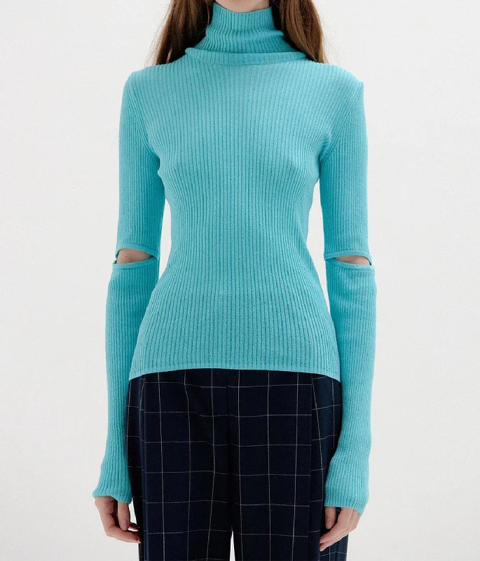 Fashion Layering Pieces Minimal Layers Solly Ribbed Knit Pullover In Sky Blue
