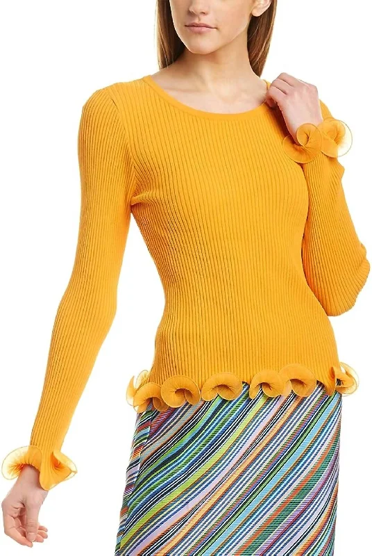 Soft Layers Clothing Cool Comfort Style Wired Edge Ribbed Knit Pullover Sweater In Tangerine Soft Layers Clothing Cool Comfort Style Wired Edge Ribbed Knit Pullover Sweater In Tangerine