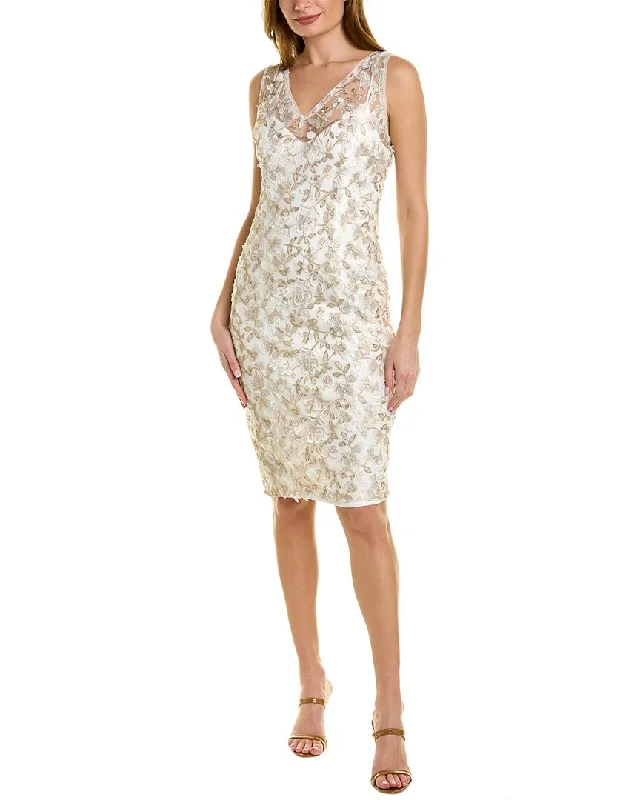 Simple Fashion Layers Fashionable Comforts Adrianna Papell Floral Embroidered Sheath Dress