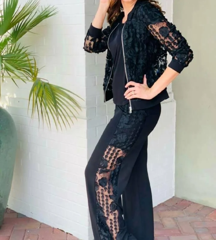 Warm Comfortable Pieces Day Comfort Alexa Black Palazzo Pant