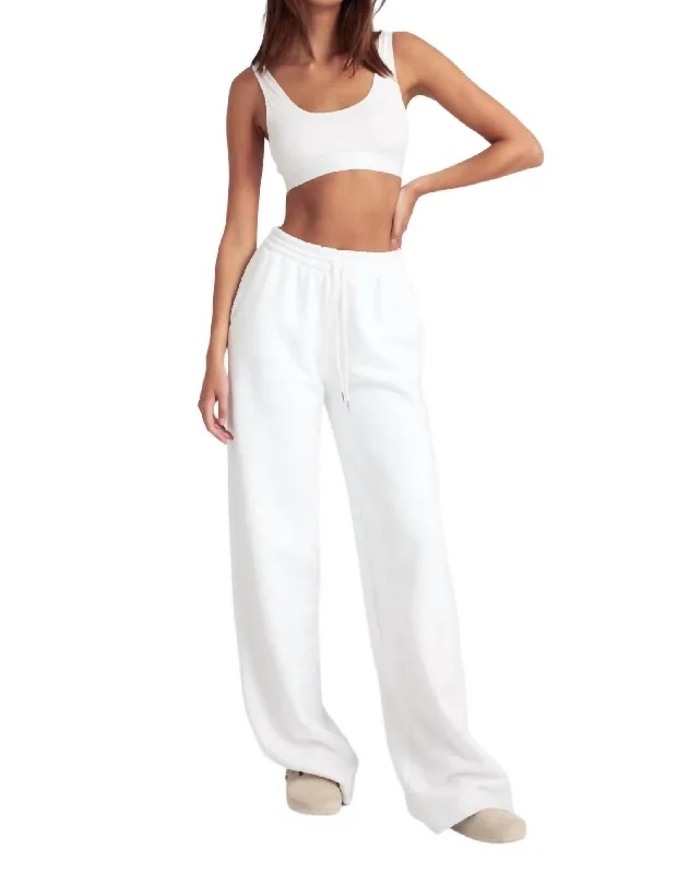 Soft Layering Wear Cozy Casuals Baggy Athletic Sweatpants In White