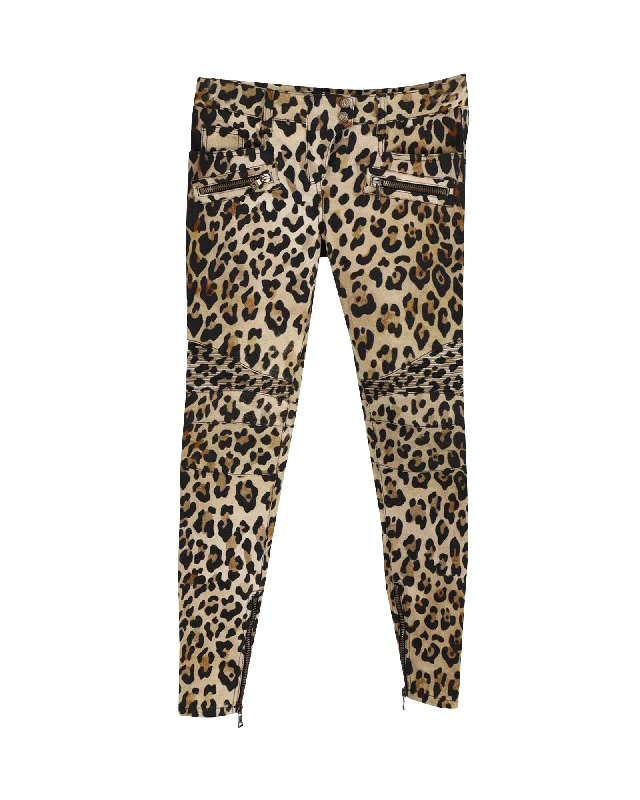 Comfortable Textiles Wear Comfy Chic Balmain Leopard Skinny Trouser in Animal Print Cotton