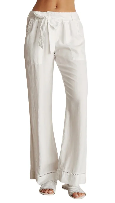 Belted Pocket Wide Leg Pant In White