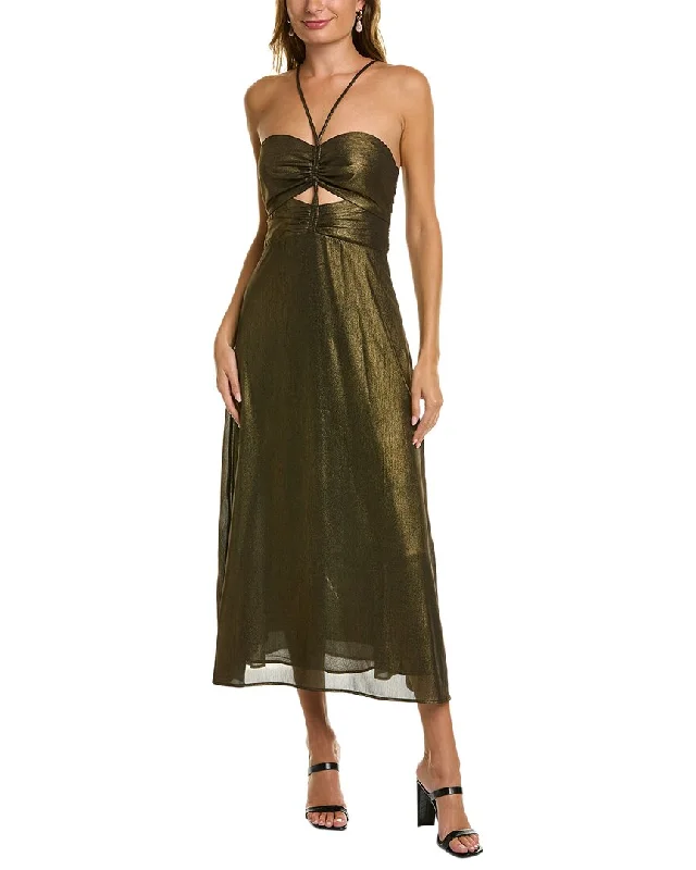 Budgeted Comfortable Wear Comfort-driven Style Boden Metallic Halter Midi Dress