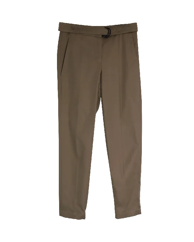 Simple Wear Fits Comfy Wear Brunello Cucinelli Belted Trousers in Brown Cotton