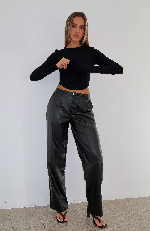 Cozy Comfort Options Day-to-day Comfort Catch My Vibe PU Pants Black