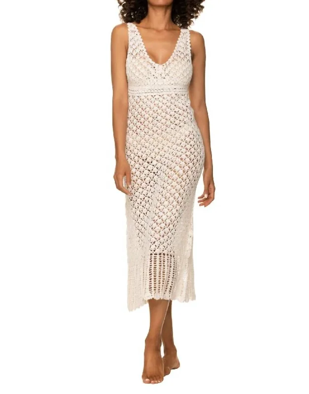 Relaxed Fit Choices Soft Fit Claudia Crochet Midi Dress In Ivory