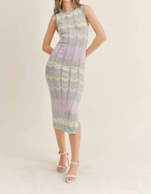 Comfortable Everyday Look Modern Daywear Crochet Knit Dress In Gray, Lavender, Yellow, Blue