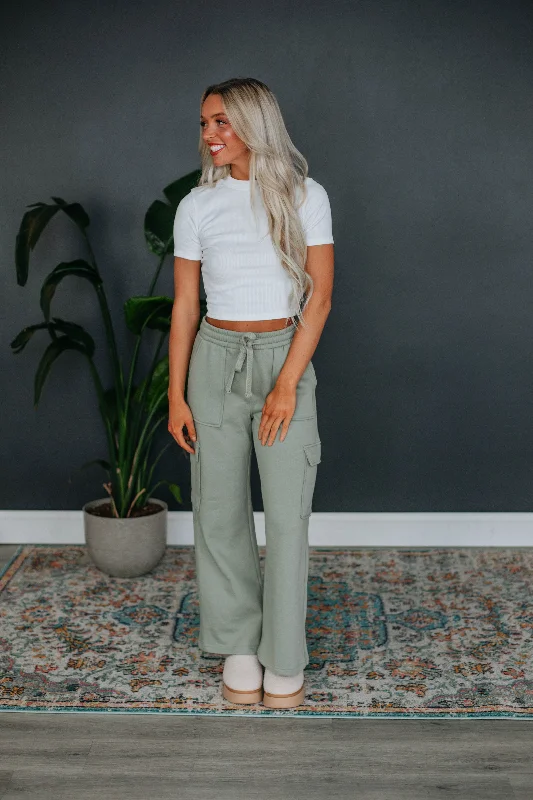 Stylish Daily Outfits Casual Wearables Do Not Disturb Cargo Lounge Pants - Sage