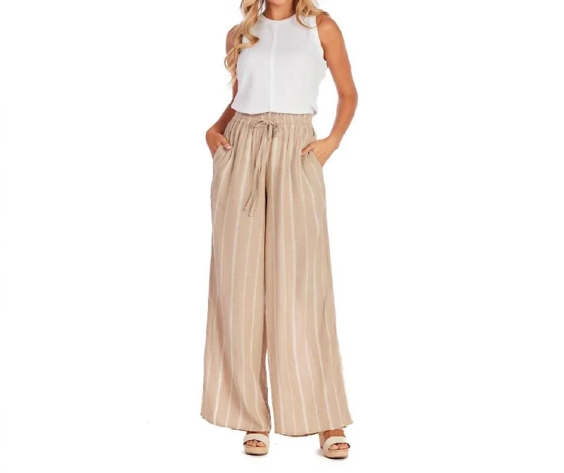 Comfort Wear Styles Chic Everyday Wear Emily Smocked Trousers In Tan
