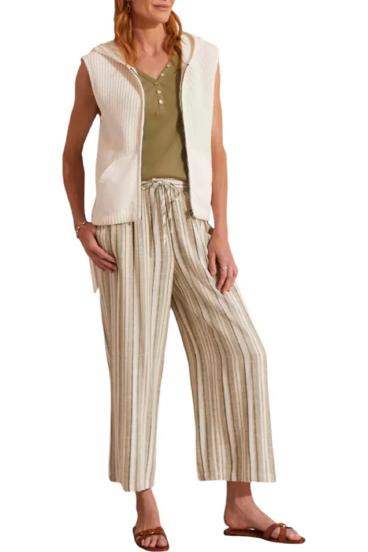 Warm Textures Day Comfort Flowy Woven Crop Pants In Cactus
