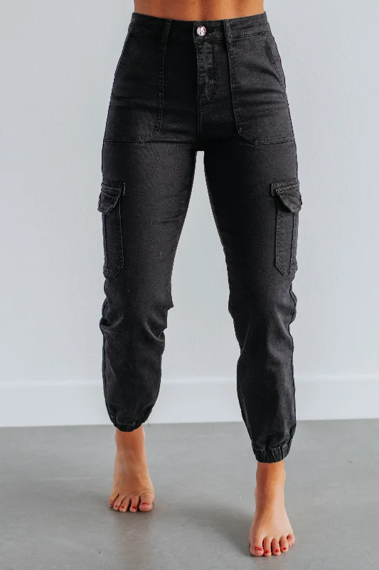 Cozy Everyday Wardrobe Comfort-driven Style Jadia Risen Cargo Pants - Vintage Black