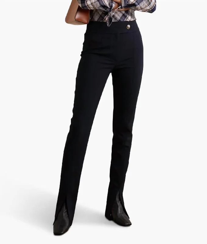 Effortless Chic Looks Comfortable Textiles Jessamy Twill Slim-Leg Pants In Navy