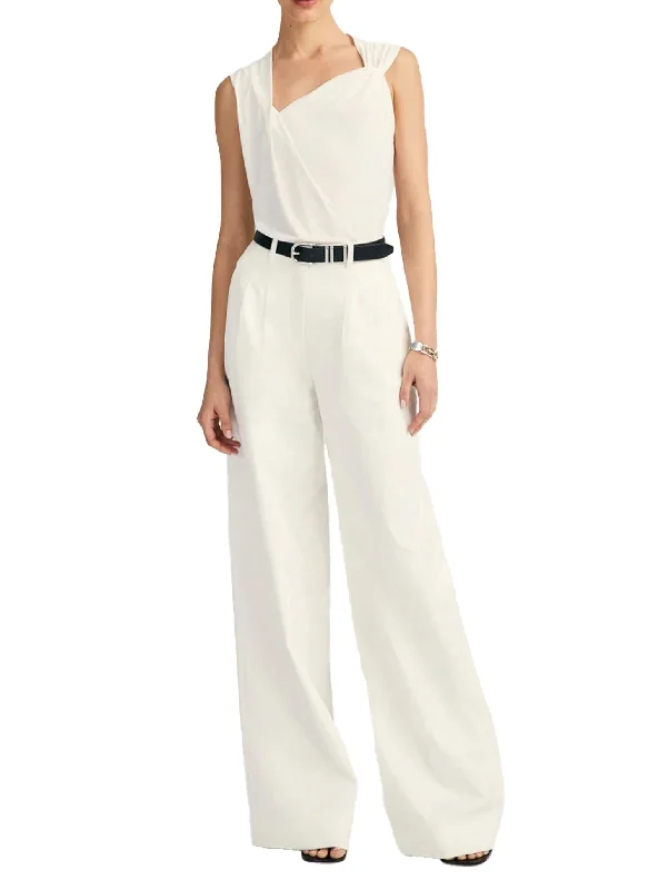 Juliana Wide Leg Pleat Front Trouser In Blanc