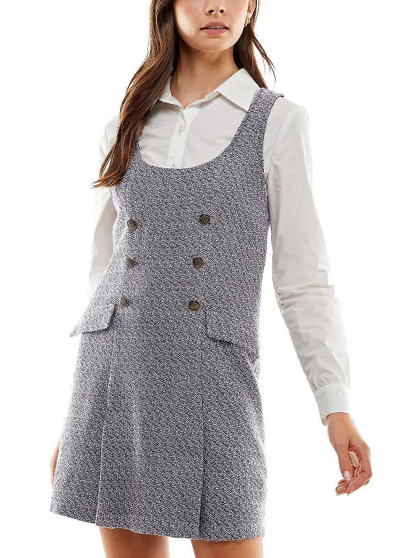 Comfy Pieces Warm Comfortwear Juniors Womens Collared Sheath Two Piece Dress