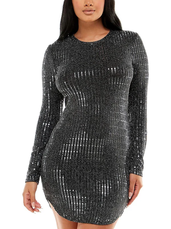 Practical Streetwear Affordable Style Juniors Womens Metallic Long Sleeves Bodycon Dress Practical Streetwear Affordable Style Juniors Womens Metallic Long Sleeves Bodycon Dress