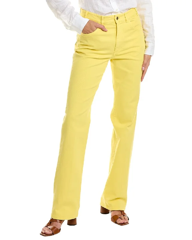 Comfort Wear Styles Soft Comfortwear Loro Piana High-Rise Yellow Straight Leg Jean
