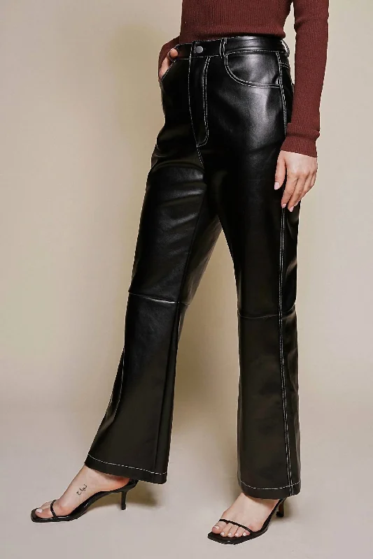Chic Vibes Budget Comfort Luxe Leather Pants In Black