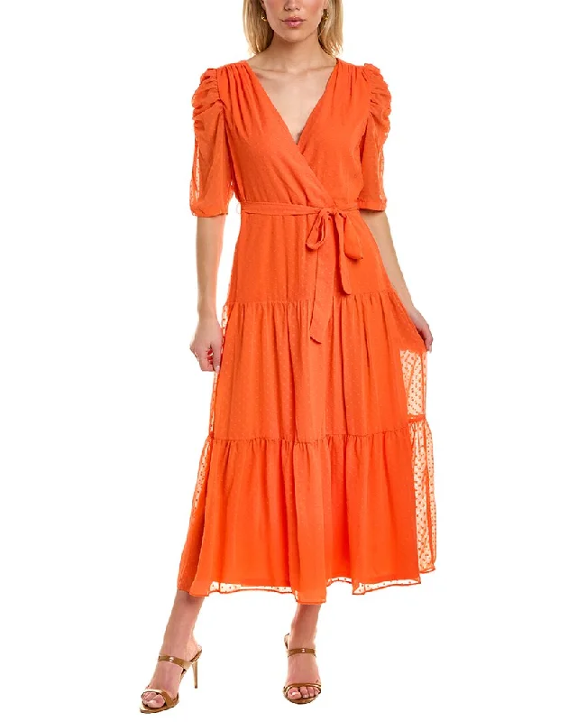 Chic Vibes Cool Layers Maison Tara Clipped Dot Midi Dress