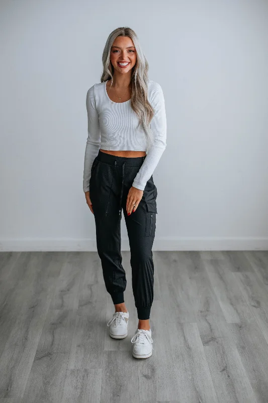 Soft Fabric Choices Trendy Comfortwear Malena Active Joggers - Black