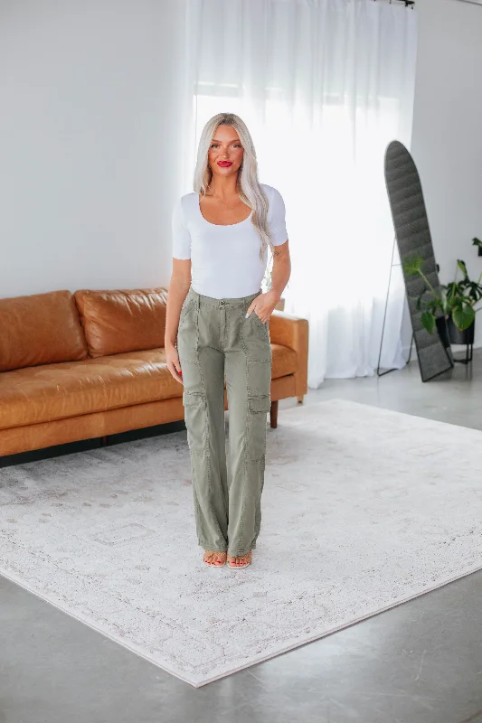 Trendy Easywear Practical Layers Marino Cargo Pants - Olive