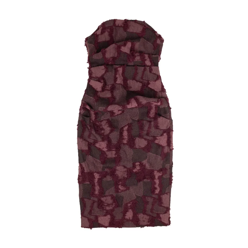 Comfortable Textiles Practical Comfort Maroon Patched Strapless Dress