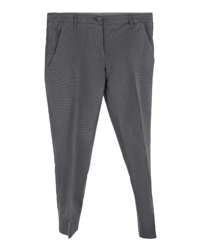 Casual Layers Warm Style Miu Miu Straight Leg Trousers in Grey Cotton