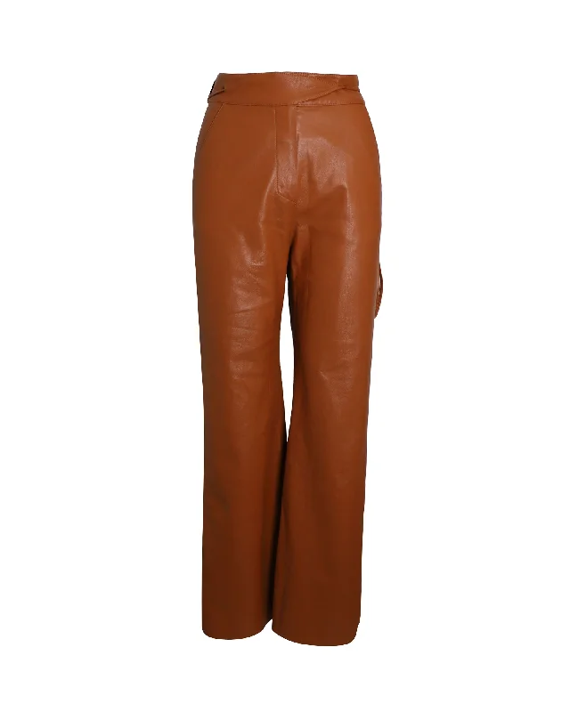 Chic Comforts Pieces Warm Comfortwear Nanushka Flared-Leg Trousers in Bown Polyurethane
