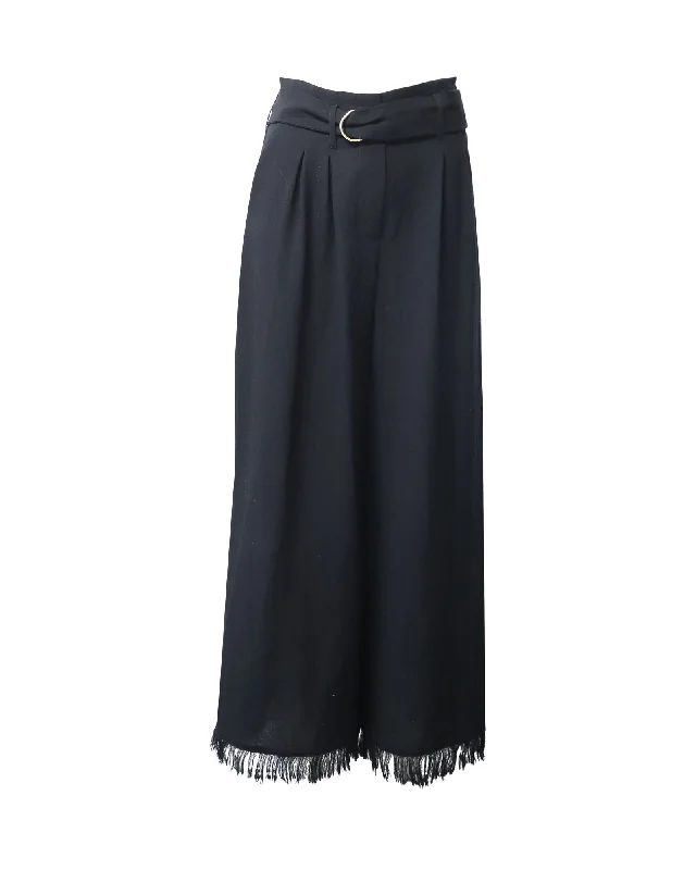 Relaxed Chic Soft Apparel Nanushka Wide Leg Trousers with Belt in Black Triacetate Relaxed Chic Soft Apparel Nanushka Wide Leg Trousers with Belt in Black Triacetate