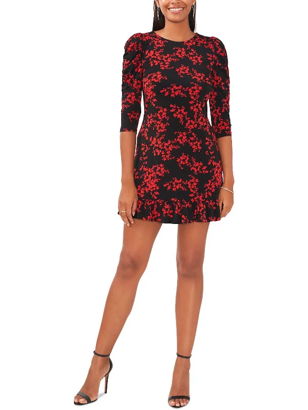 Modern Fitwear Comfortable Daywear Petites Womens Floral Short Mini Dress