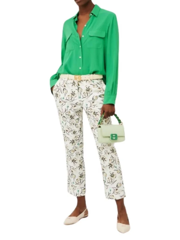 Versatile Comfort Pieces Trendy Casuals Pineta Pant In Green Flower