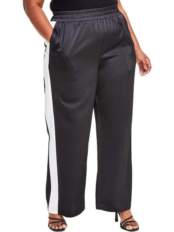 Cozy Looks Daywear Fashion Plus Womens Colorblock High Rise Wide Leg Pants