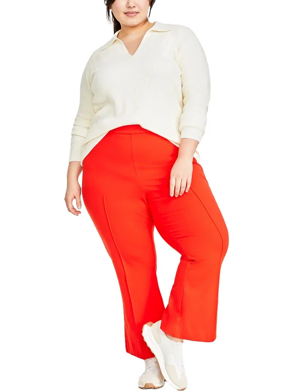 Modern Daywear Trendy Comfortwear Plus Womens High Rise Flared Ankle Pants
