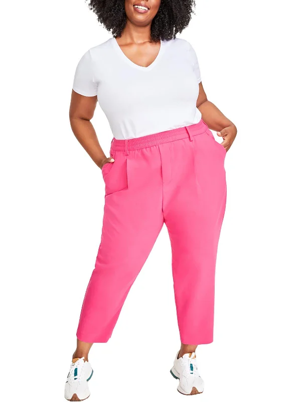 Smart Comfort Wear Effortless Chic Style Plus Womens High Rise Work Wear Straight Leg Pants