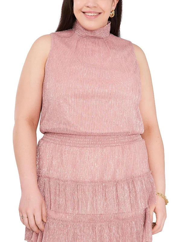 Cozy Fashion Trends Chic Everyday Wear Plus Womens Metallic Knee Shift Dress