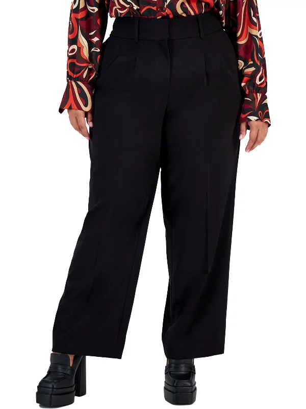Fashion Layering Pieces Easy Style Plus Womens Mid Rise Office Dress Pants
