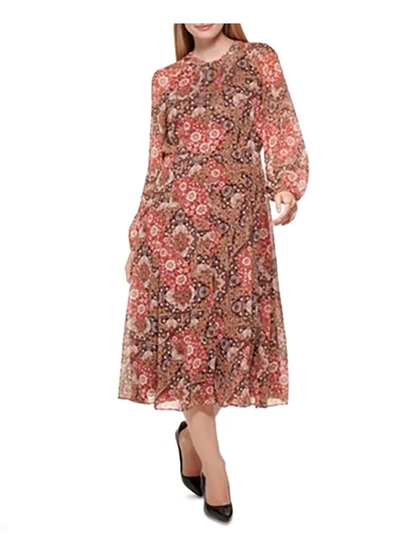 Comfortable Textiles Wear Versatile Comfortwear Plus Womens Paisley Long Fit & Flare Dress