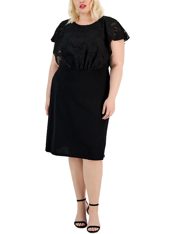 Fashion Comfort Trends Sleek Comfort Plus Womens Ruched Calf Midi Dress